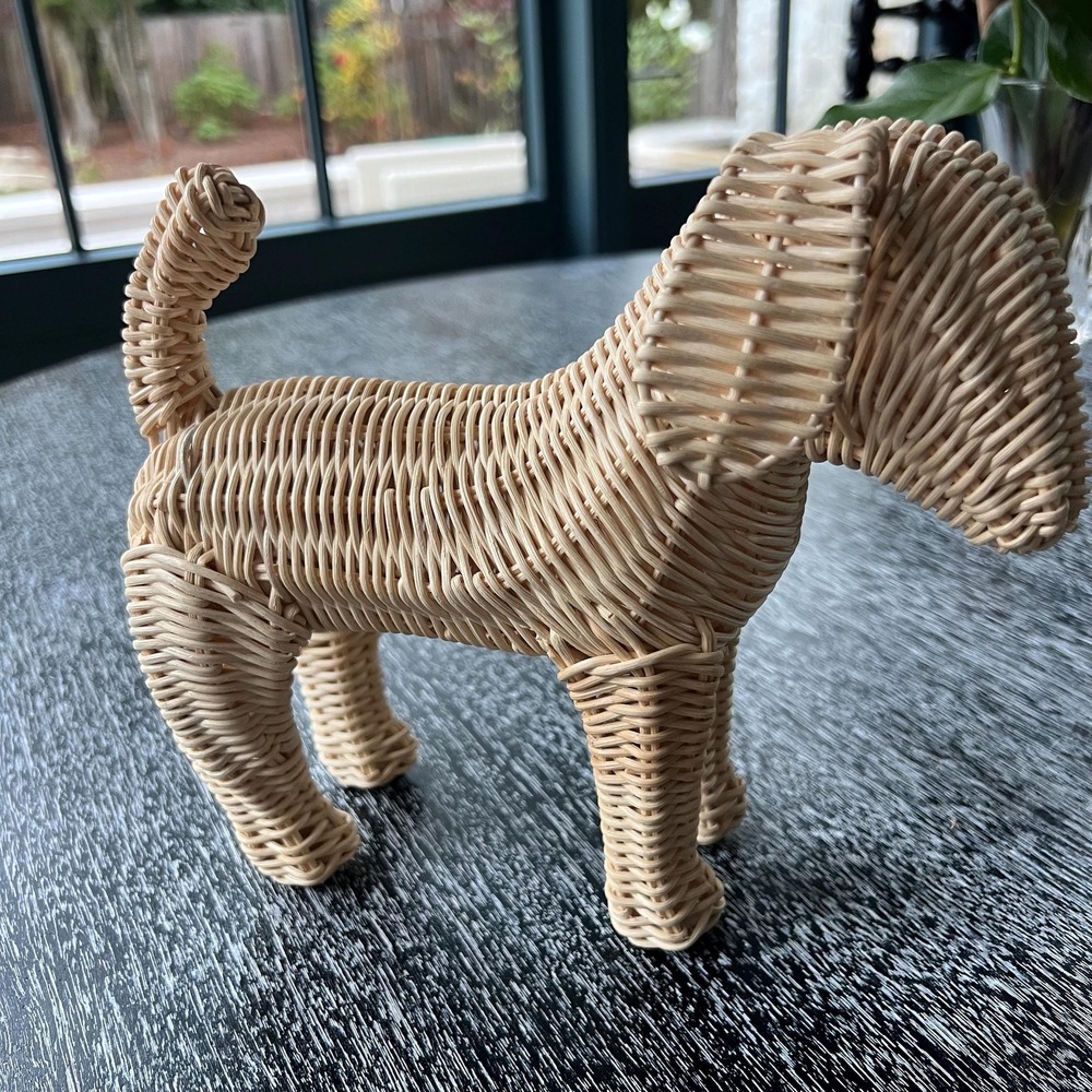 Rattan puppy dog possibly by Chelsea House